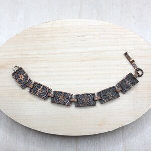 Vintage Copper  Kachina Link Bracelet Southwestern Native American SMALL WRIST